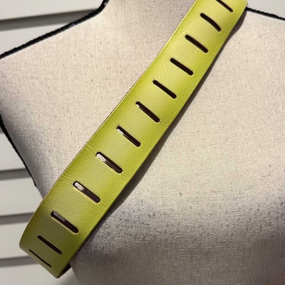 Free People Jona Belt Neon Lime green Leather Strap with Silver Buckle - Picture 5 of 8